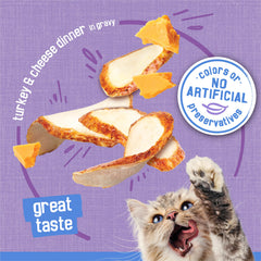 Friskies Shreds pavo queso en salsa: aroma y sabor que invitan a comer.