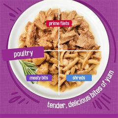 Friskies Gravy: lata de pavo filetes primos para una proteína deliciosa.