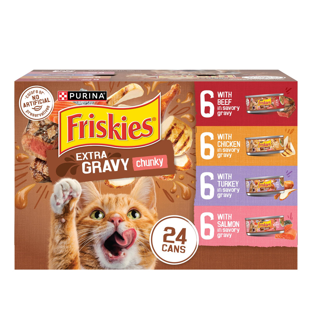 Friskies con jugo extra – lata de pollo con trozos jugosos para gato