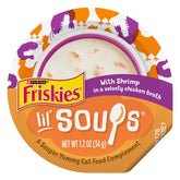 Friskies Lil’ Sopas en copa con camarones y pollo, snack sabroso para gatos.