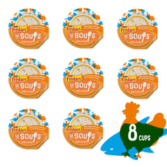Friskies Lil' Soups textura cremosa pollo, experiencia sabrosa para morder