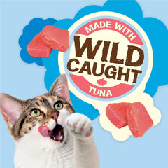 Friskies Yums Naturales con Atún Salvaje: bocaditos crujientes para gatos.