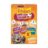 Friskies Pollos Favoritos pedacitos y caldo: topping húmedo para enriquecer croquetas y mantener hidratación
