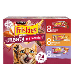 Friskies Filetes carnoso con salsa carne, sabor que encanta a los gatos.