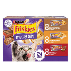 Friskies salsa trozos carne, lata 24, sabor irresistible para gatos