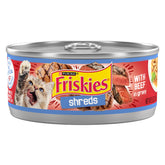 Friskies deshilachado de ternera en salsa, textura suave para gatos de boca pequeña.