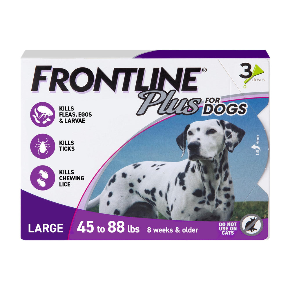 Frontline Plus para perros, botella de aplicación en la piel para protección de 30 días.
