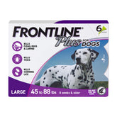 Frontline Plus para perros grandes, aplicación puntual, protección contra pulgas y garrapatas.