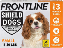 Frontline Shield aplicado en un perro pequeno para controlar pulgas