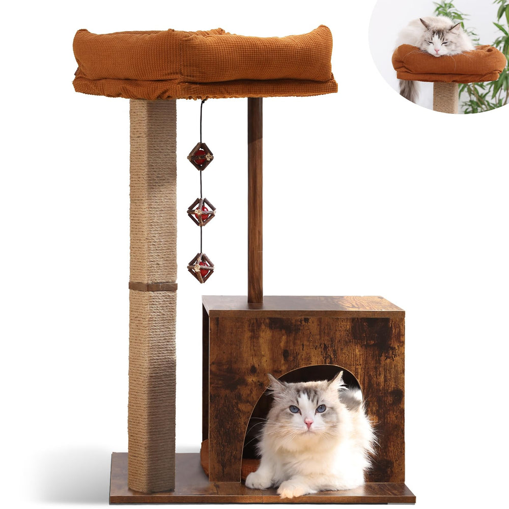 FUKUMARU árbol para gatos: base cuadrada estable para juego seguro.