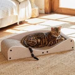 Cama rasca-gato FUKUMARU larga 29-1 pulgadas para estirarse con comodidad.