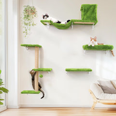 Estantería de pared para gatos FUKUMARU, madera sólida para trepar con seguridad.