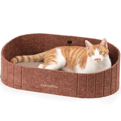 Rascador para gatos FUKUMARU con sofá de 24 pulgadas, ideal para descansar y afilar uñas.