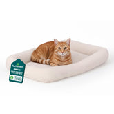 FurHaven cama crema con borde reforzado ofrece soporte en jaula para mascotas pequeñas