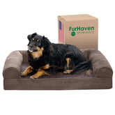 Cama Furhaven para perros ortopédica en estilo sofá con felpa suave