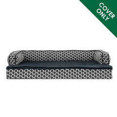 Furhaven funda de repuesto para cama de perro en diamante gris, costuras reforzadas.