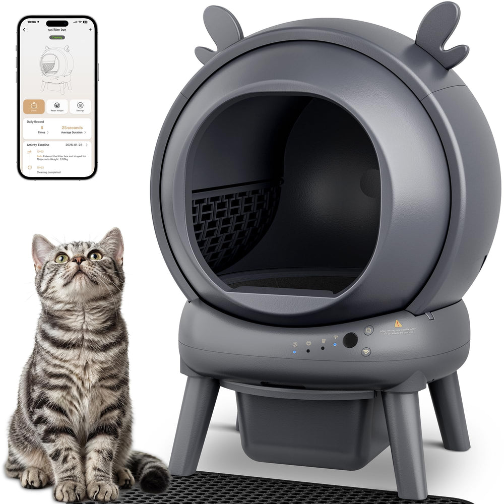 Furrykiddy caja de arena automática con globo de 65L y sensores para múltiples gatos.