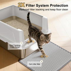 FURTIME: caja de arena inoxidable con filtro anti-derrame para orden en casa.