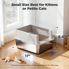 Caja Furtime de acero inoxidable, medidas 17,4 x 13,4 x 8,4 pulgadas para gatitos.