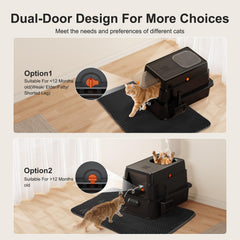 FURTIME caja-litter con entradas frontal y superior para gatos de diferentes tamaños.