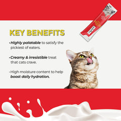 Envase individual de Fussie Cat con cuatro porciones para snack diario.