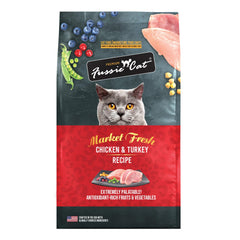 Fussie Cat Market Fresh bolsa de 3-5 lb con pollo y pavo, alimento seco para gatos.