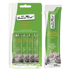Fussie Cat pollo y pato en puré de leche de cabra, sabor premium para gatos