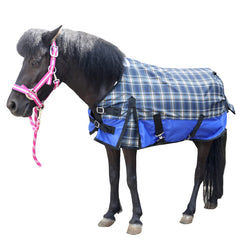 Manta Gallopoff para mini caballos, vista frontal, protección contra lluvia.