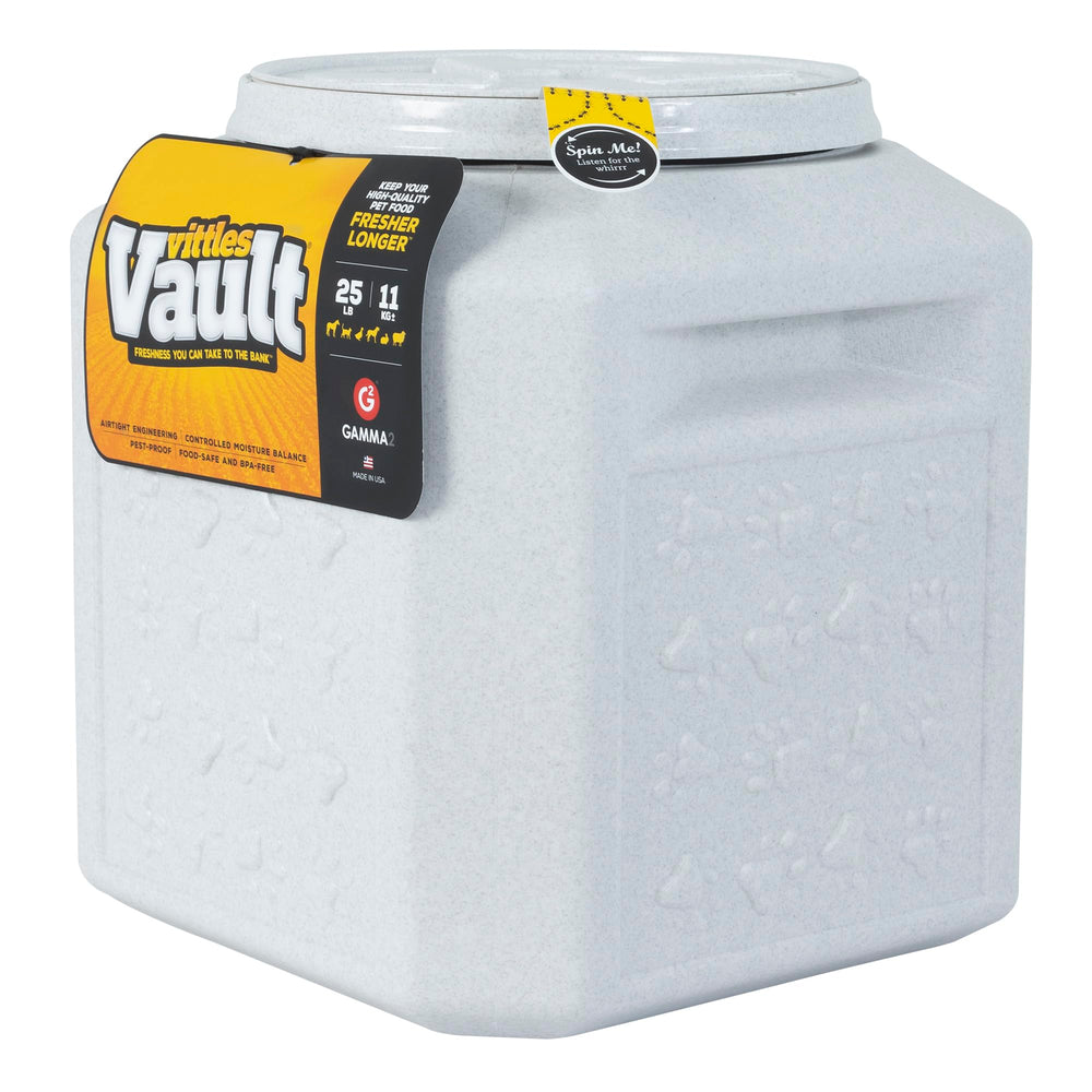 Gamma2 Vittles Vault con tapa hermética para conservar frescura del alimento de mascotas.