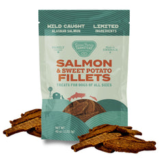 Gaines Family Farmstead filetes salmon patata dulce para perros, snack natural y sabroso.