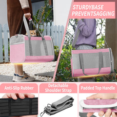 Bolsa de transporte GAPZER para mascota con panel suave rosa, ideal para uso diario.