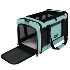 GAPZER transportín para gatos turquesa, vista frontal, ideal para viajar