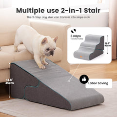 Gardner Pet escaleras 2 en 1 con rampa para facilitar el acceso a muebles.