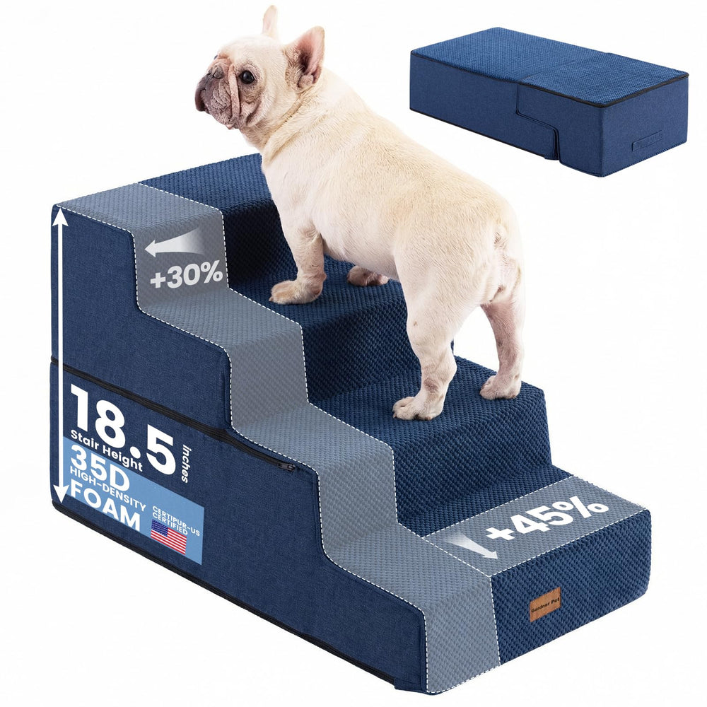 Gardner Pet escalera para perros de 4 pasos, azul marino, ayuda a subir a la cama con seguridad.