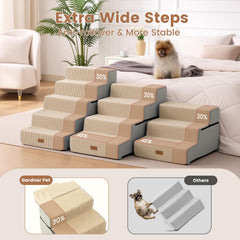 Gardner Pet escalera con ancho extra, facilita subir al sofá o la cama.