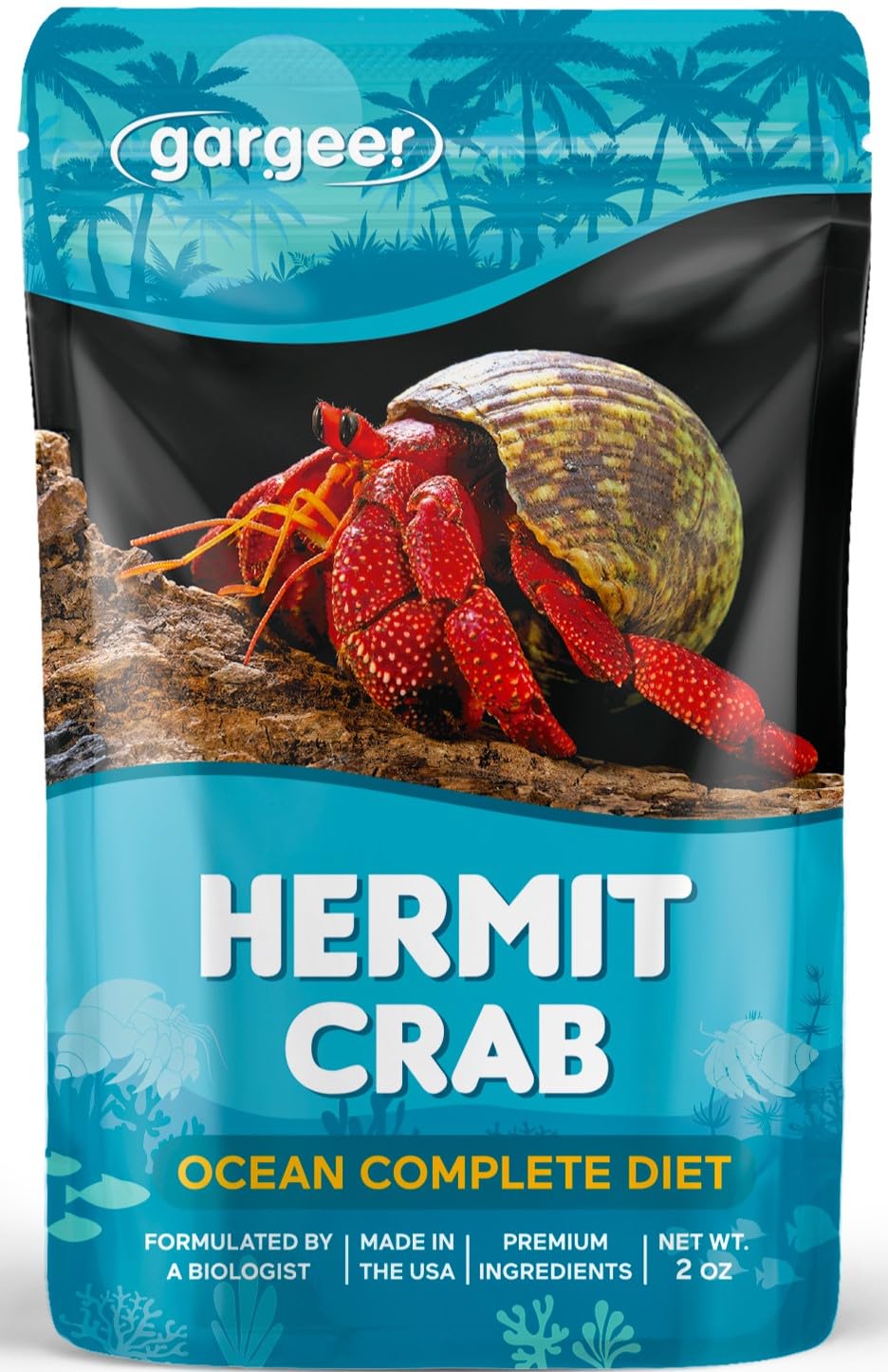Gargeer dieta oceano para cangrejo ermitaño, balance en la botella para una alimentación estable.