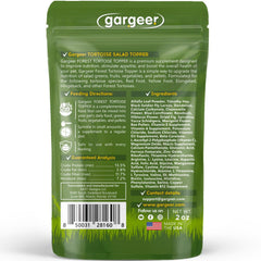 Gargeer agregado para tortugas forestales, empaque visible, complemento premium para la dieta.