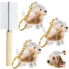 Generico llavero colector pelo perro con brocha para recoger pelo suavemente.