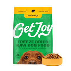 Get Joy res cruda liofilizada, bolsa 32 onzas, nutrición equilibrada para perros.