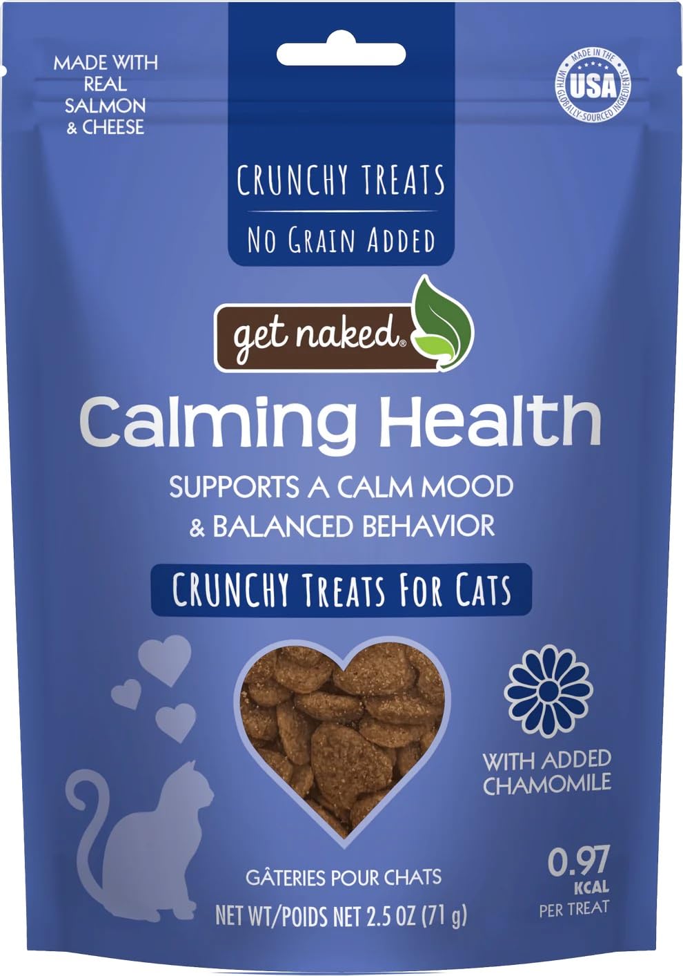 Premios Get Naked para gatos con relajacion salmón y queso, ideal para el día a día.
