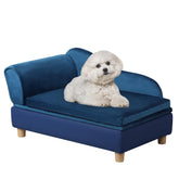 Getifun cama sofá para mascotas, acabado terciopelo azul, descanso cómodo.