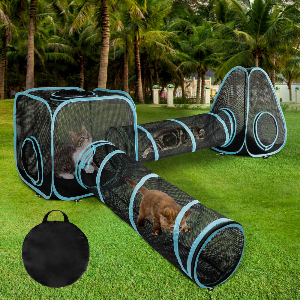 GINDOOR casa de juego para gatos exterior, ideal para ejercicio y exploración al aire libre.