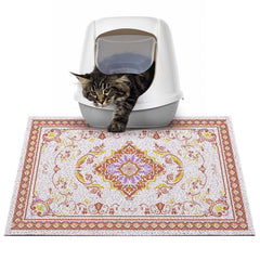 Glittme alfombrilla para arena de gatos, vista frontal, protege el piso.