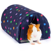 Glittme escondite para cobaya con cortina y tunel: refugio seguro para juego y descanso.