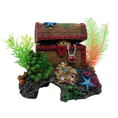 GloFish cofre tesoro acuario: refugio colorido para peces y decoración