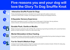 Glory To Dog Blue Snuffle Knot: diseño de tres piezas para múltiples rutas de recompensa.