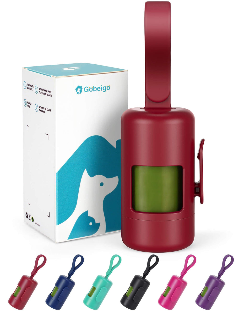 Gobeigo porta-bolsas para perro con gancho práctico para paseos limpios