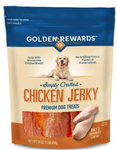 Golden Rewards jerky pollo premium 16 oz, snack sabroso para perros de todos tamaños.