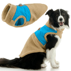 Gooby chaleco sherpa crema, frente, confort cálido para paseos diarios.