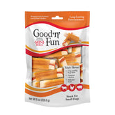 GOOD 'N' FUN Rollos Mini Sabor Triple en empaque, snack duradero para perros pequeños.